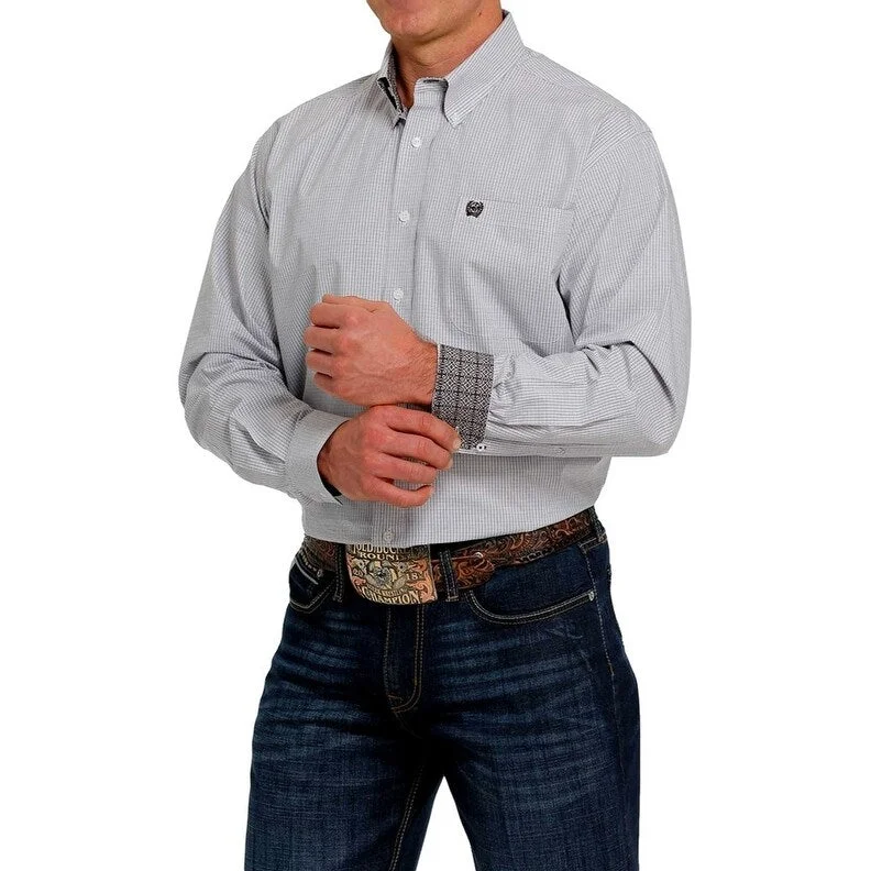 Cinch Western Shirt Mens Long Sleeve Plaid Button White MTW1105479