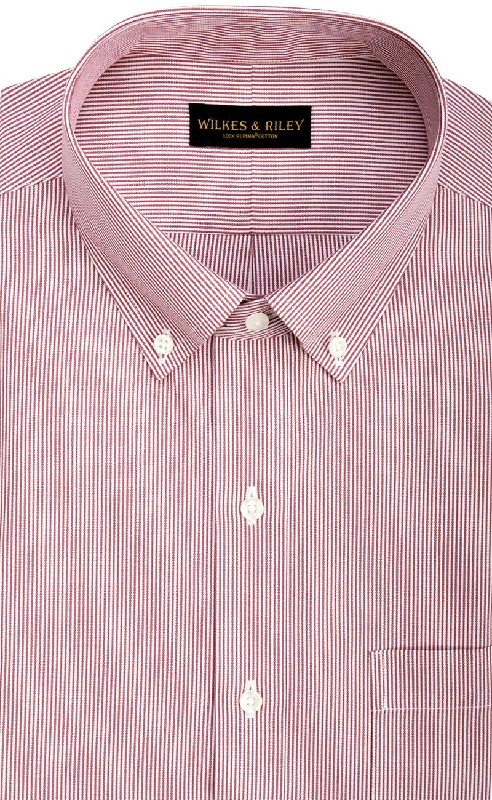 Classic Fit Red Fine Line Button-Down Collar Supima® Cotton Non-Iron Pinpoint Oxford Dress Shirt