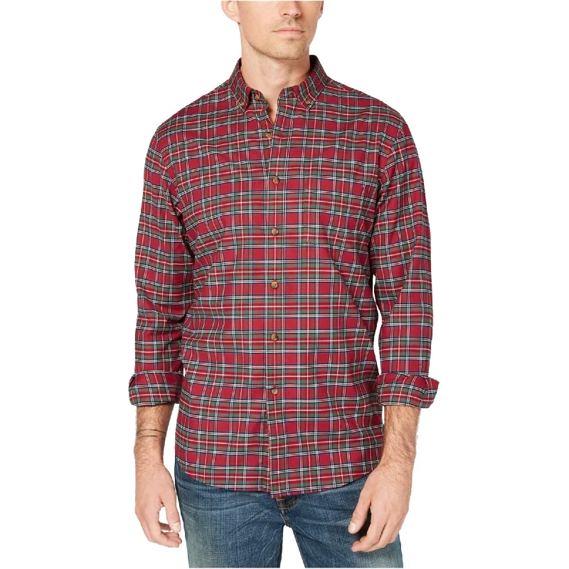 Club Room Mens Maxwell Tartan Plaid Button Up Shirt, Red, XX-Large