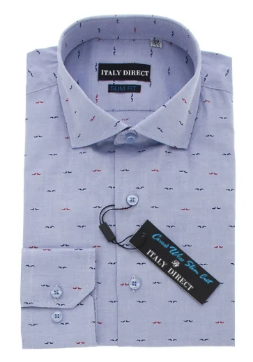 Blue Pattern Slim Fit Casual Shirt