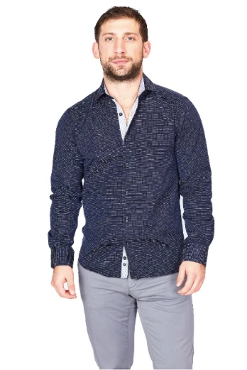 Blue Pattern Sport Fit Casual Shirt