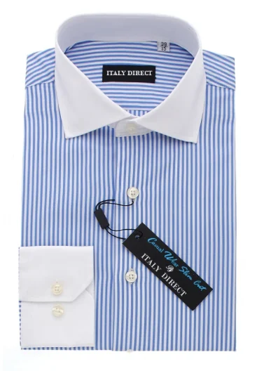 Blue & White Stripe Slim Fit Casual Shirt