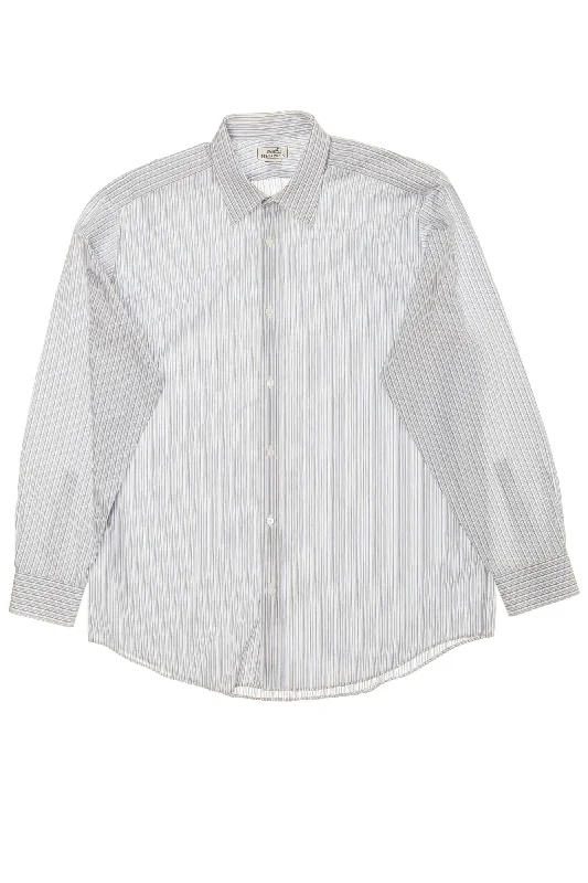 Hermes - White Dress Shirt with Blue Stripes - IT 43