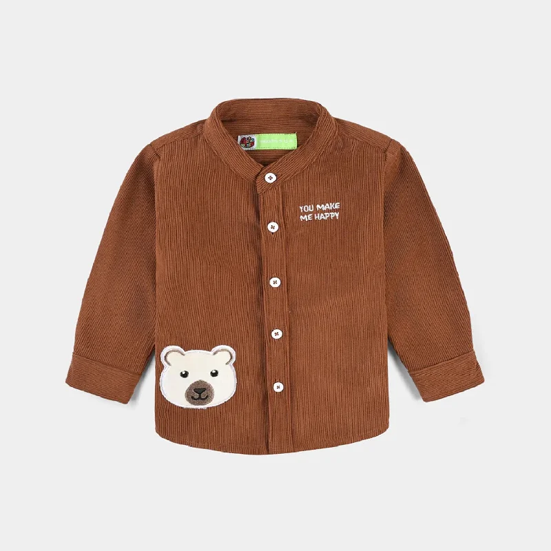 Infant Boys Corduroy Casual Shirt F/S (You Makeme happy)-D/BROWN