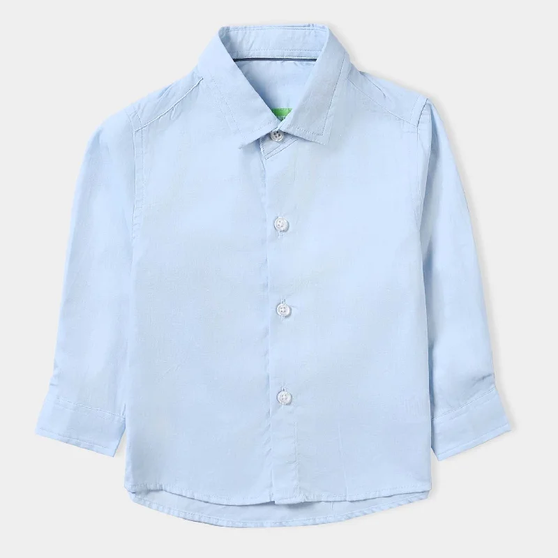 Infant Boys Cotton Poplin Formal Shirt-Ice Blue