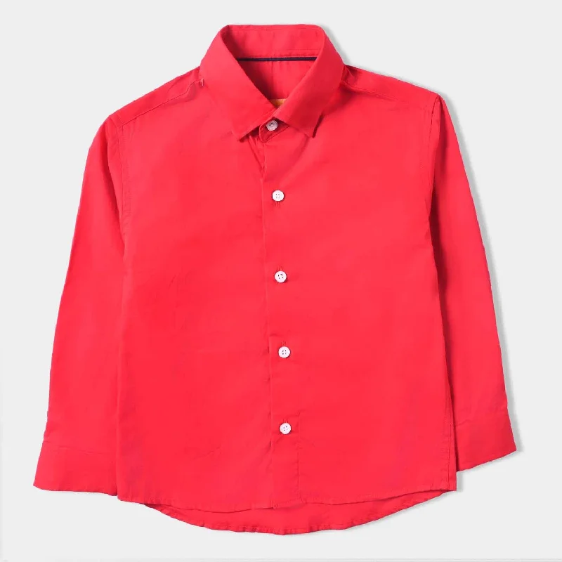 Infant Boys Cotton Poplin Formal Shirt-Red