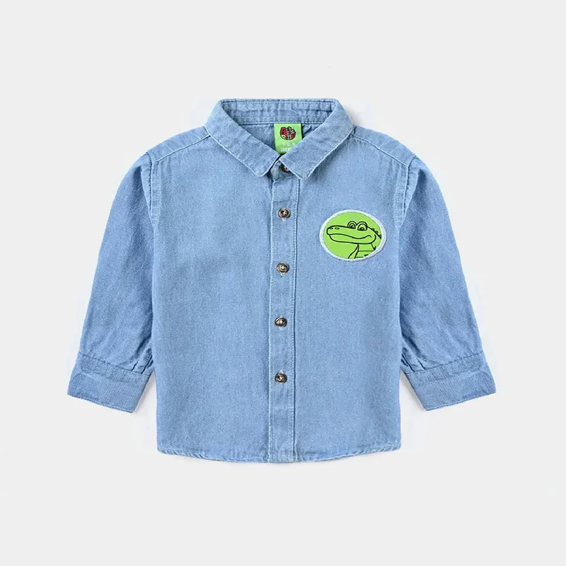 Infant Boys Denim rigid Denim Shirt Alligator-LT.Blue