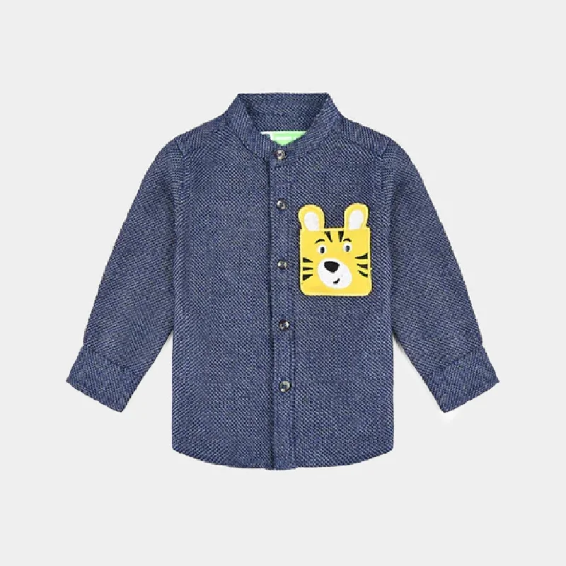 Infant Boys Flannel Casual Shirt Tiger -CHARCOAL