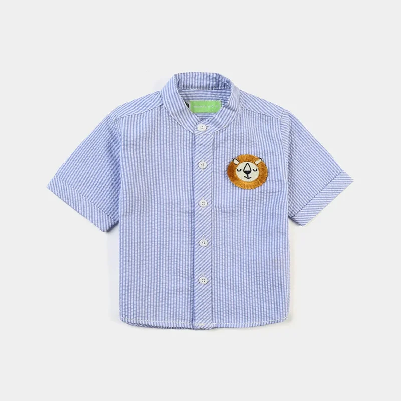 Infant Boys Yarn Dyed Basic Casual Shirt (Pin Stripe )-L.Blue