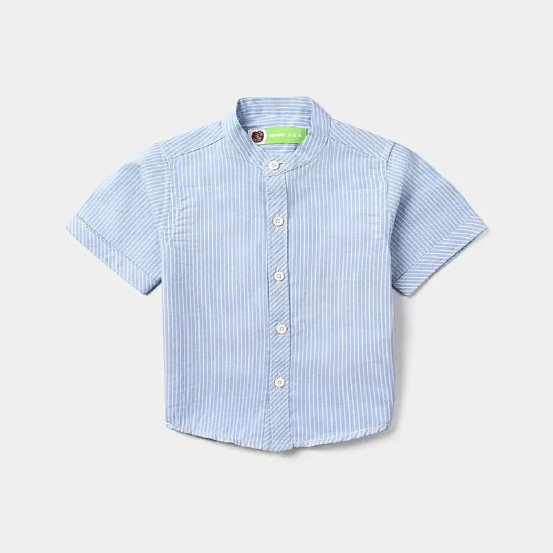 Infant Boys Yarn Dyed Basic Casual Shirt (Stripes)-L/BLUE