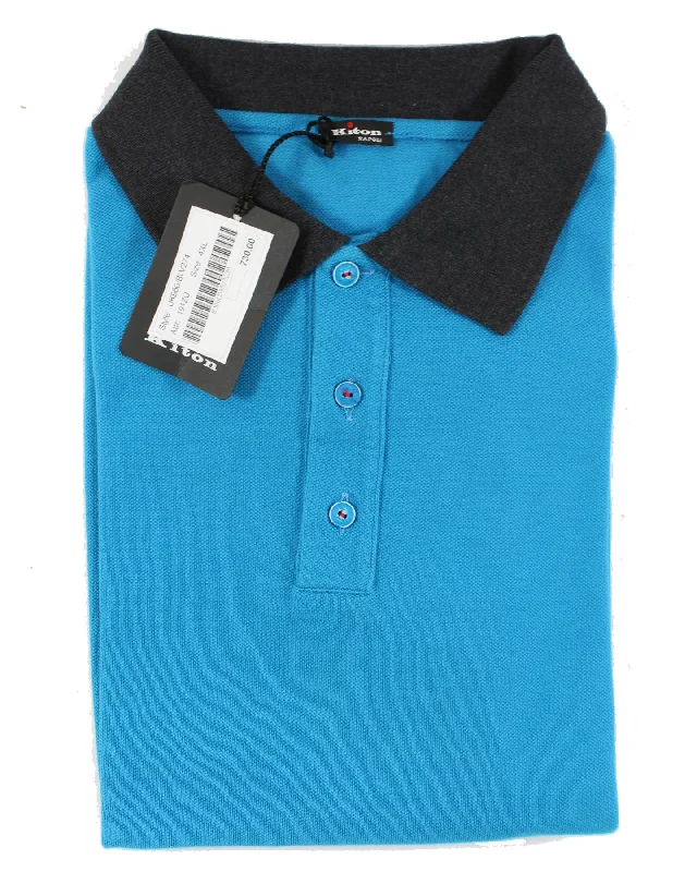 Kiton Polo Shirt Aqua Blue EU 56 / XXL