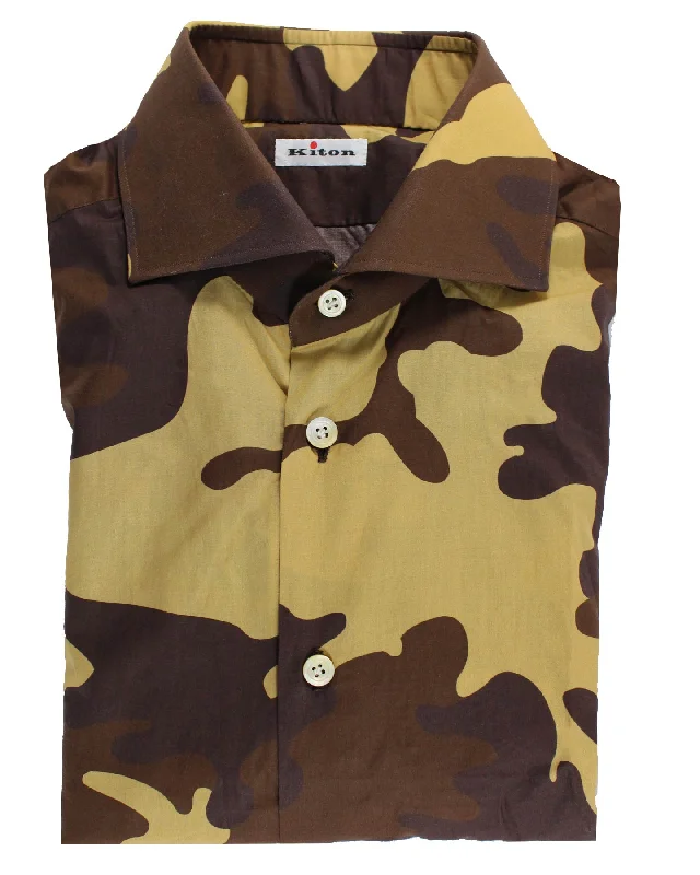 Kiton Sport Shirt Brown Camo 41 - 16 SALE