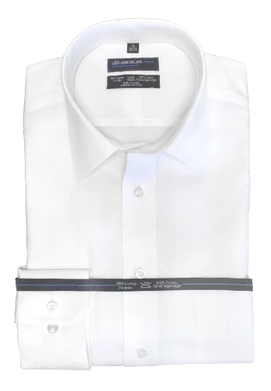 Leo Chevalier 100% Cotton Non-Iron White Dress Shirt - 225170 0198/0199