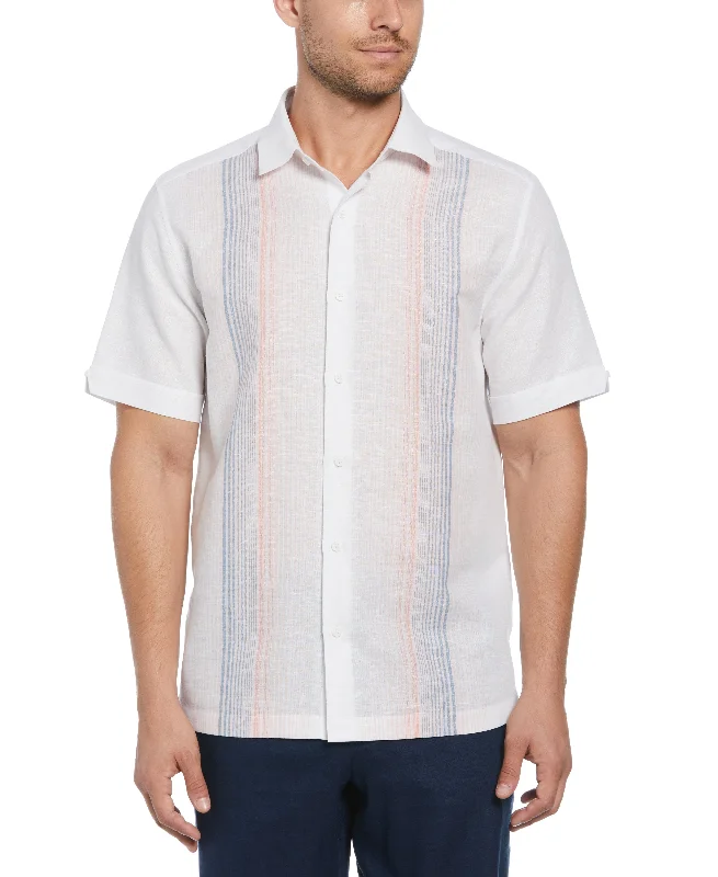 Linen Blend Gradient Stripe Panel Shirt