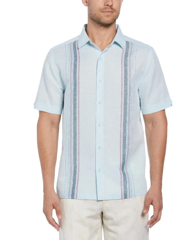 Linen Blend Stripe Panel Shirt