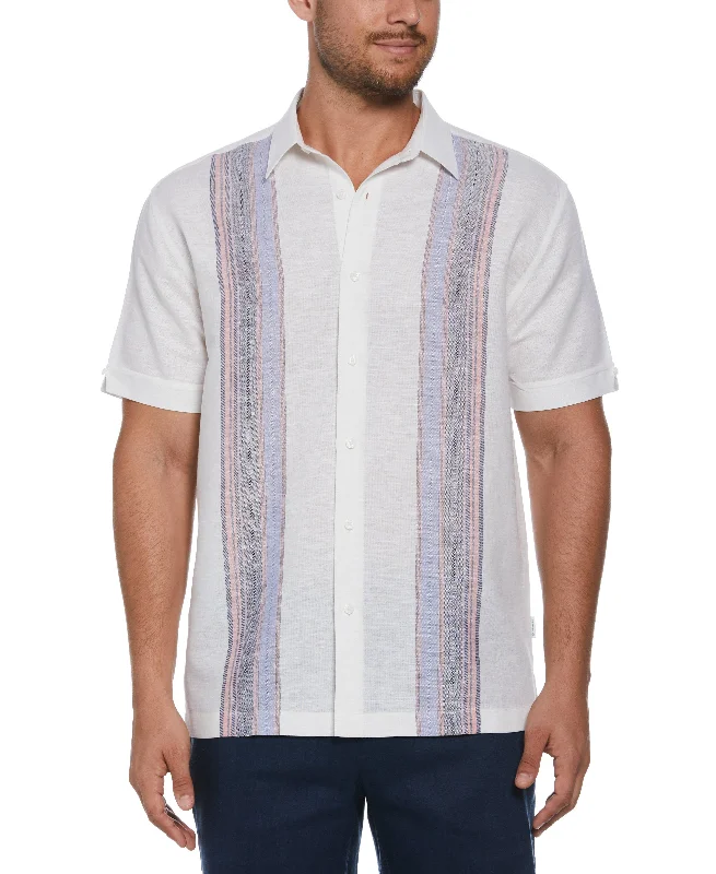 Big & Tall Linen Blend Yarn Dye Panel Shirt