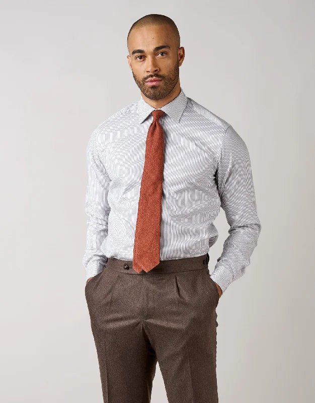 London White & Grey Herringbone Stripe Shirt