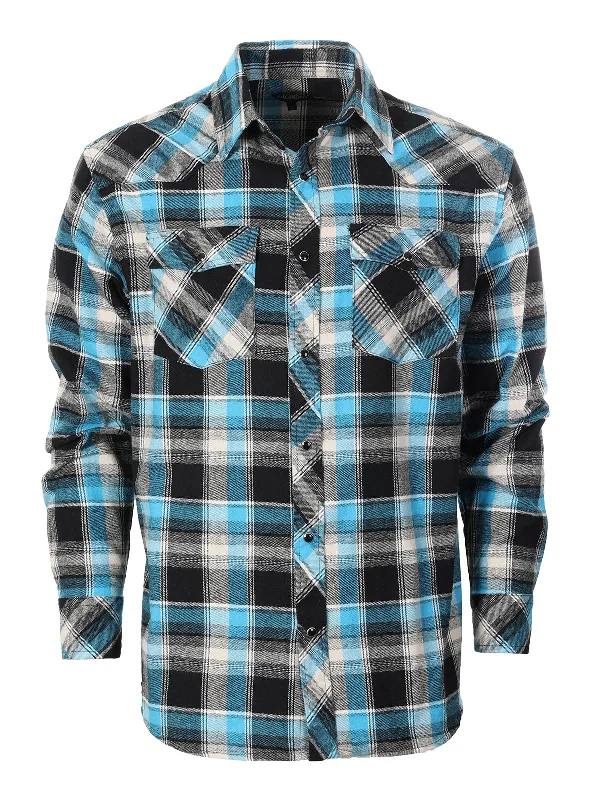 Men's Flannel Plaid Shirt w/ Snaps