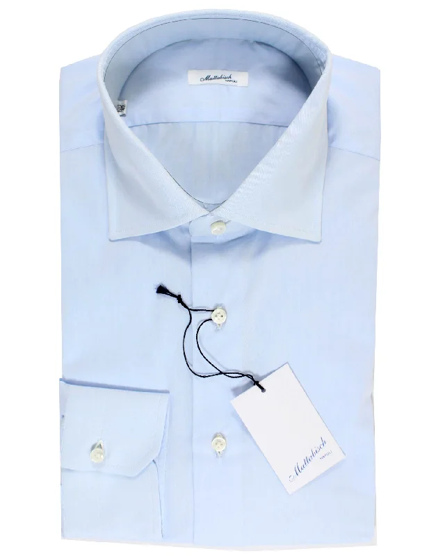 Mattabisch Dress Shirt Solid Blue - Sartorial 39 - 15 1/2