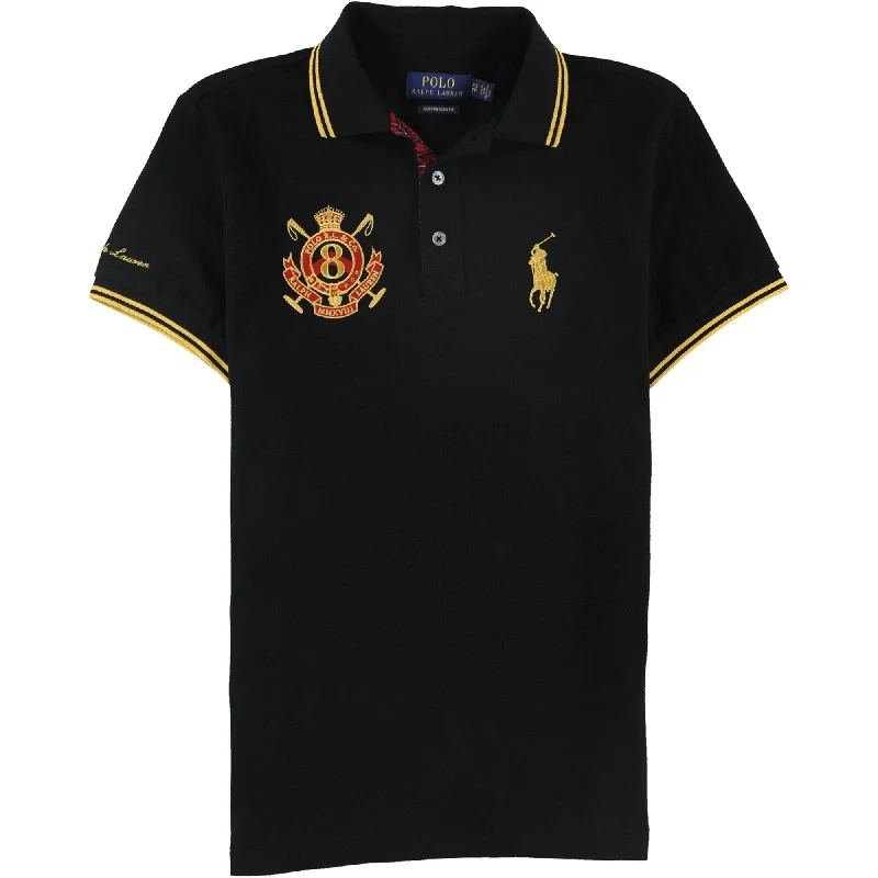 Ralph Lauren Mens Embroidered Rugby Polo Shirt, Black, Medium