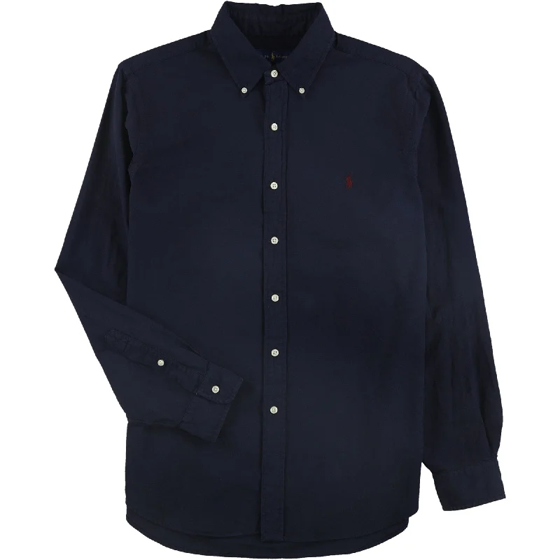 Ralph Lauren Mens Oxford Button Up Shirt, Blue, Medium