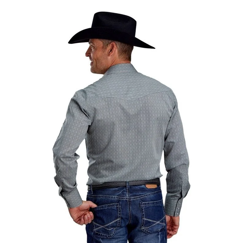 Roper Western Shirt Mens Abstract L/S Snap Gray 01-001-0172-0701 GY