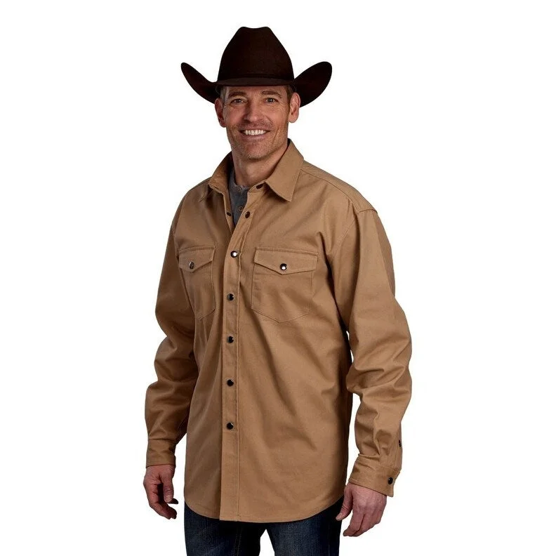 Roper Western Shirt Mens L/S Cotton Twill Khaki 03-001-0423-6630 TA