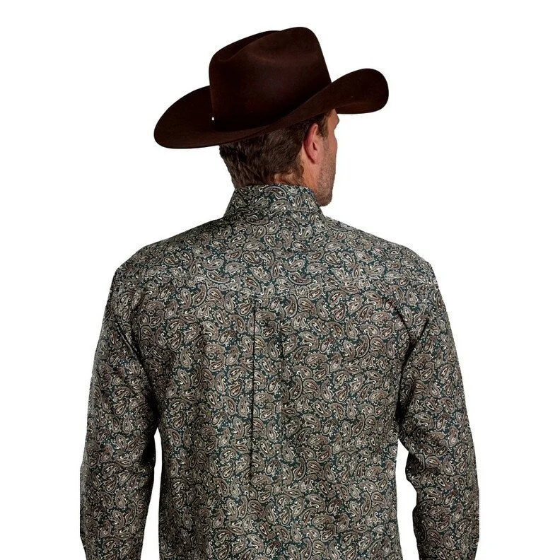 Roper Western Shirt Mens L/S Paisley Button Brown 03-001-0325-6020 BR