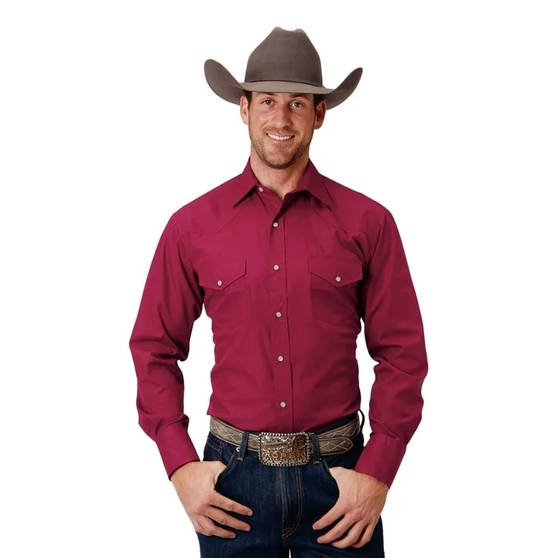 Roper Western Shirt Mens L/S Pockets Snap Red 01-001-0025-0660 RE