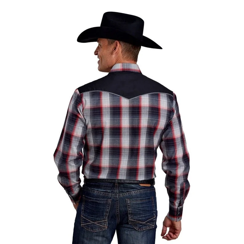 Roper Western Shirt Mens L/S Snap Plaid Black 01-001-0024-6089 BL