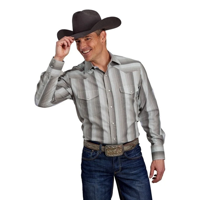 Roper Western Shirt Mens L/S Snap Stripe Gray 01-001-0044-0650 GY