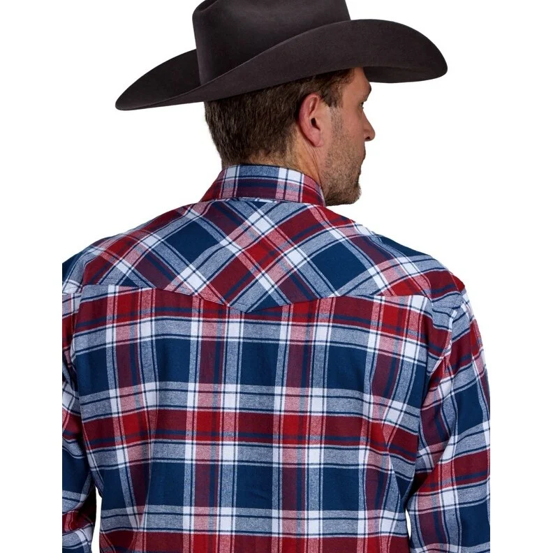 Roper Western Shirt Mens L/S Tall Flannel Red 03-001-0722-1702 RE