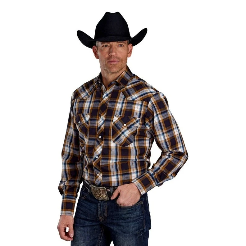 Roper Western Shirt Mens Plaid Snaps L/S Brown 01-001-0101-6086 BR