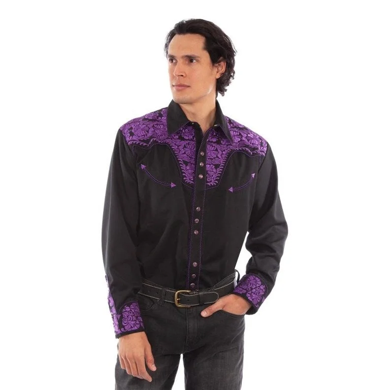 Scully Western Shirt Mens Long Sleeve Embroidered Snap F0_P-634