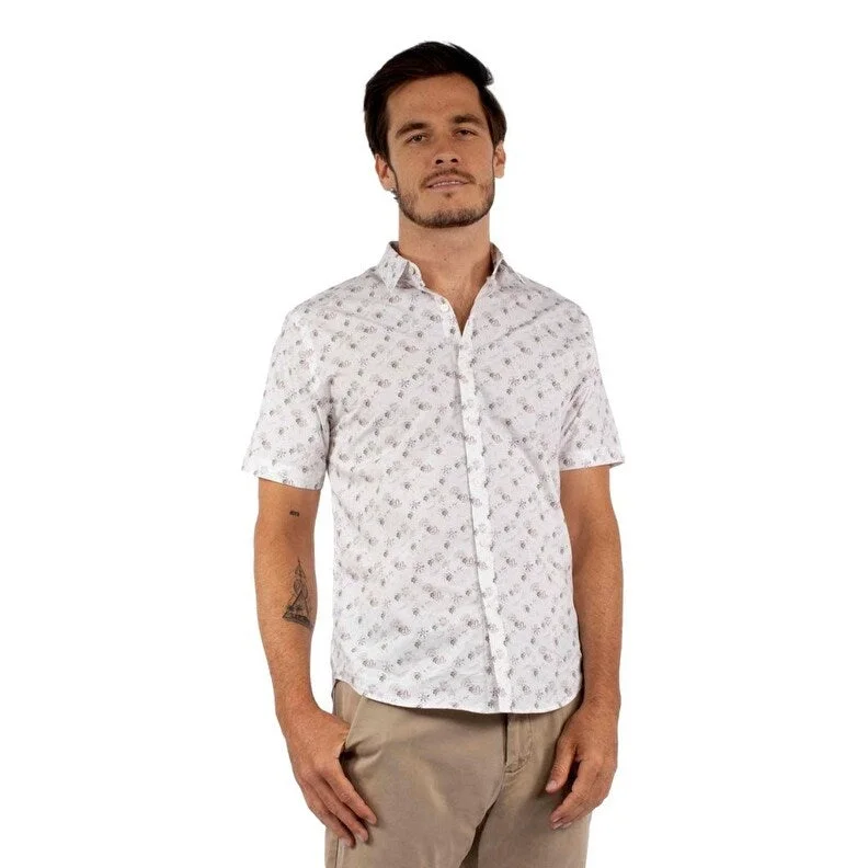 Scully Western Shirt Mens Short Sleeve Print Button Ivory F0_5398