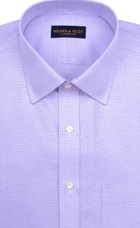 Slim Fit Purple Houndstooth Spread Collar Supima® Cotton Non-Iron Twill Dress Shirt