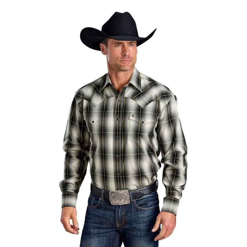 Stetson Western Shirt Mens Plaid L/S Snap Black 11-001-0478-1021 BL