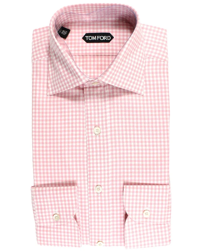 Tom Ford Shirt Pink Gingham Check - Modern Fit 39 - 15 1/2