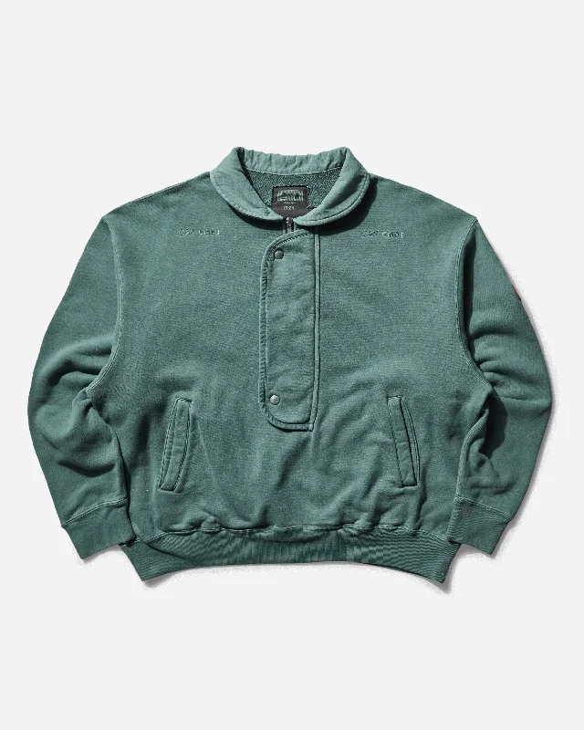 Men's Overdye Collared Half Zip Sweatshirt Green