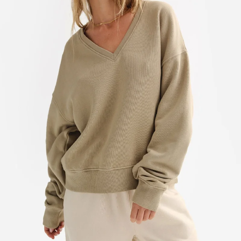 Organic Fleece V-Neck Sweatshirt