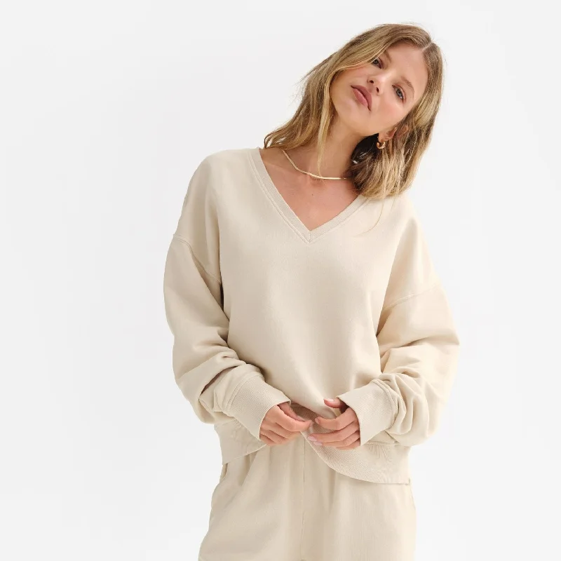 Organic Fleece V-Neck Sweatshirt