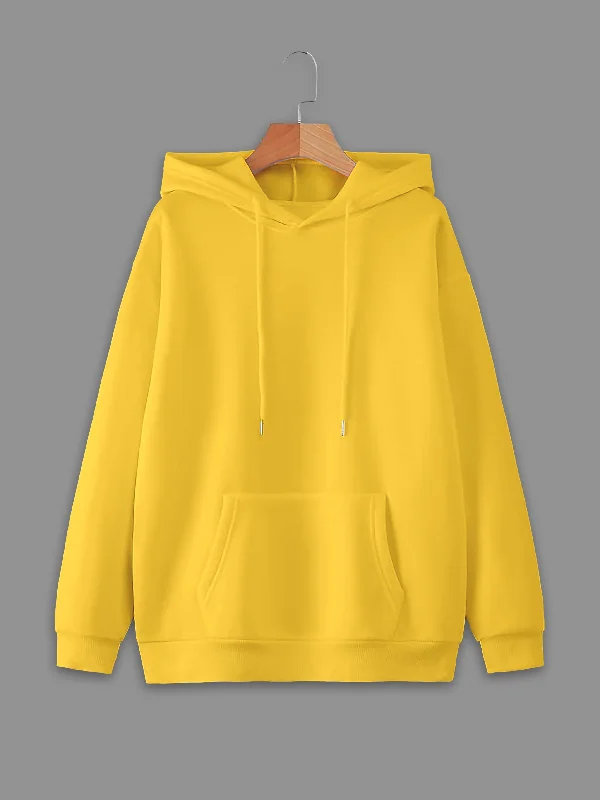 Vimal Jonney Yellow Solid Hooded Cotton Fleece Sweatshirt for Men