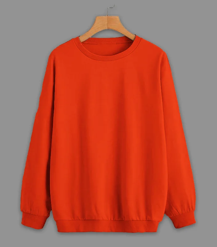 Vimal Jonney Rust Solid Round Neck Cotton Fleece Sweatshirt for Men