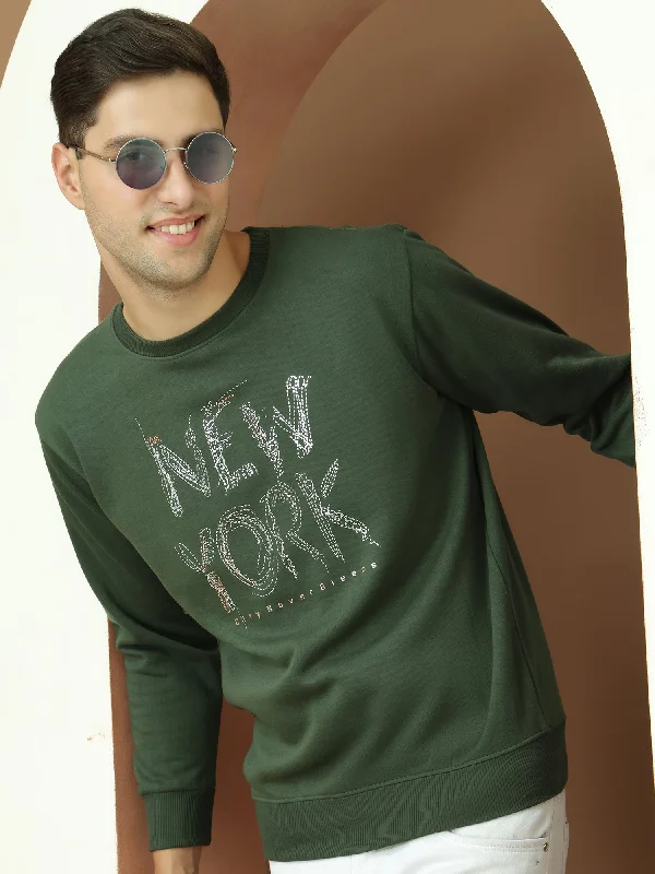 VimaL Jonney Regular Fit Green Printed Sweatshirt For Men