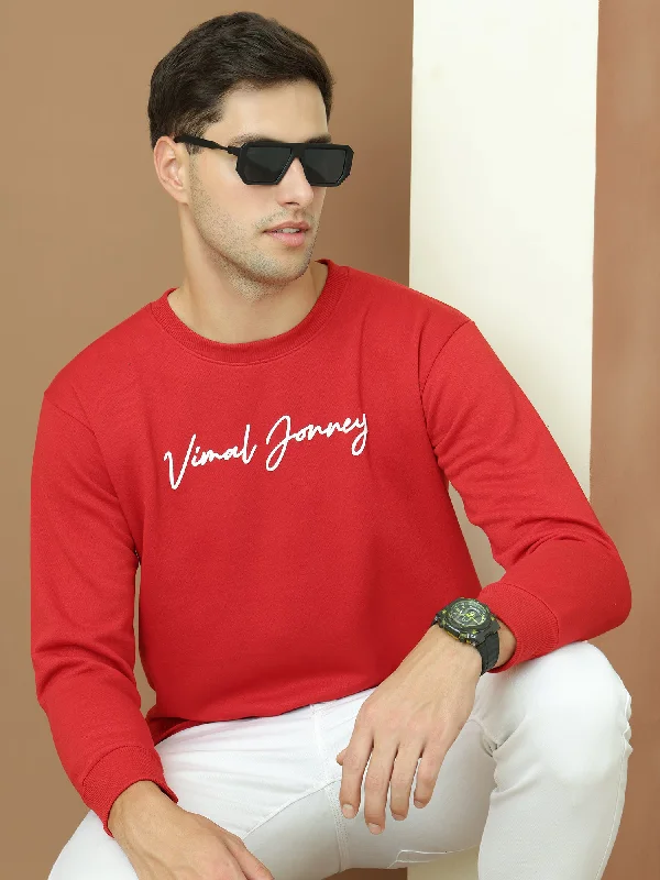 VimaL Jonney Regular Fit Maroon Printed Sweatshirt For Men