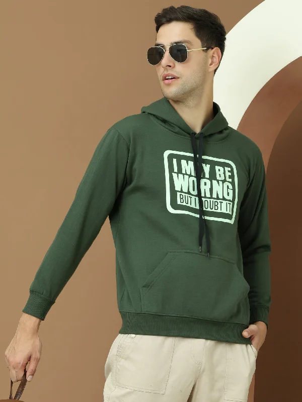 VimaL Jonney Regular Fit Green Printed Hoodie For Men