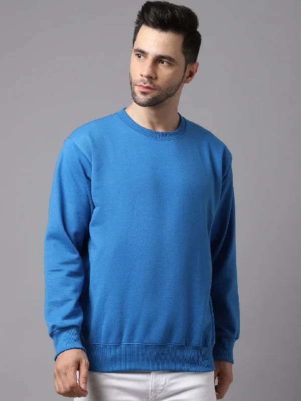 Vimal Jonney Fleece Round Neck Blue Sweatshirt for Men