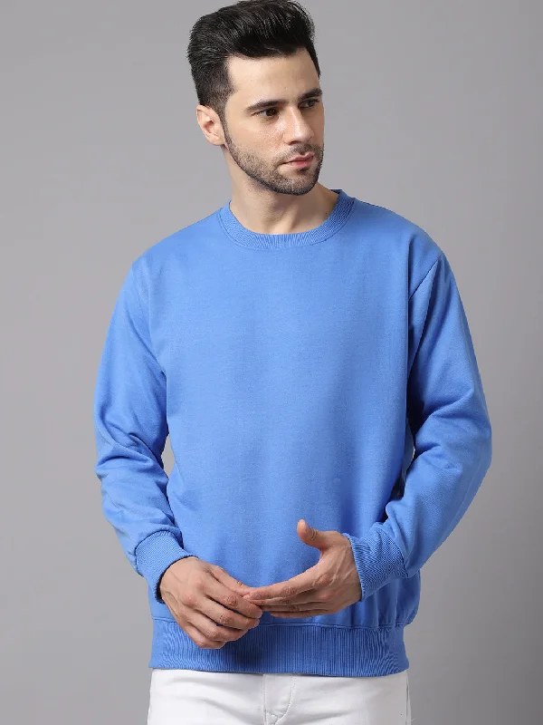 Vimal Jonney Fleece Round Neck Sky Blue Sweatshirt for Men