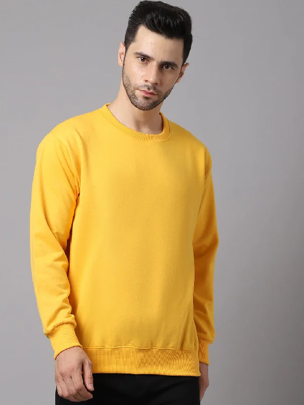 Vimal Jonney Fleece Round Neck Yellow Sweatshirt for Men